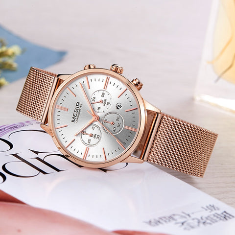 2018 MEGIR Luxury Brand Woman Quartz Watch